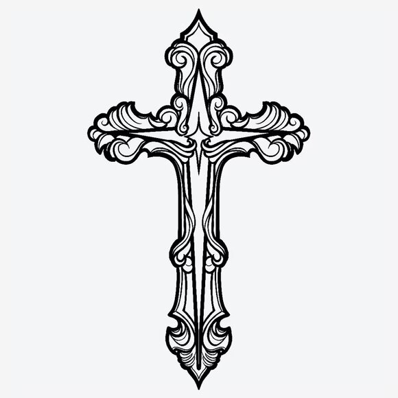 Inkbox Semi-Permanent Tattoo – Ornate Cross / Crucifix – Lasts 1–2 Weeks – New - Picture 1 of 6